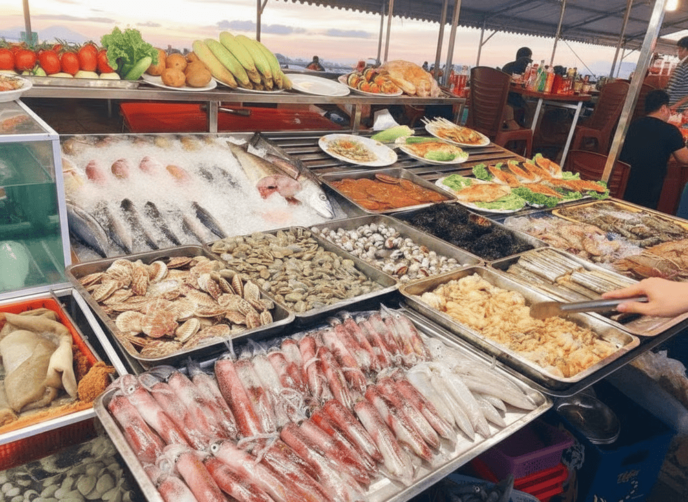 Visitors can handpick a variety of fresh seafood for their dinner from local restaurants in the market